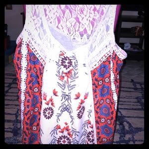 Boho tank top with lace